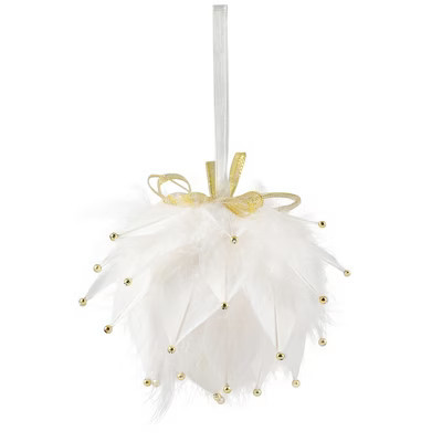 Northlight Beaded Feathers Christmas Ball Ornament - 5" - White | Target