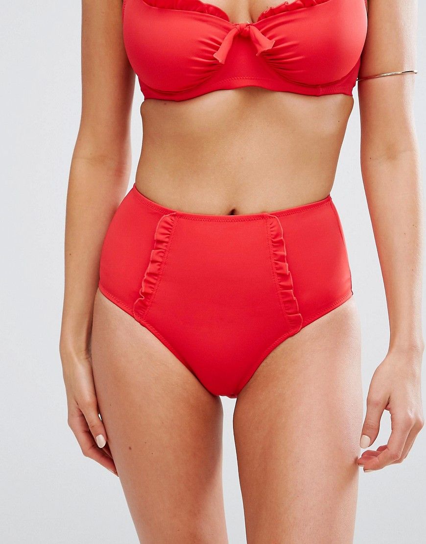 Pour Moi Getaway Control Bikini Bottom - Red | ASOS US
