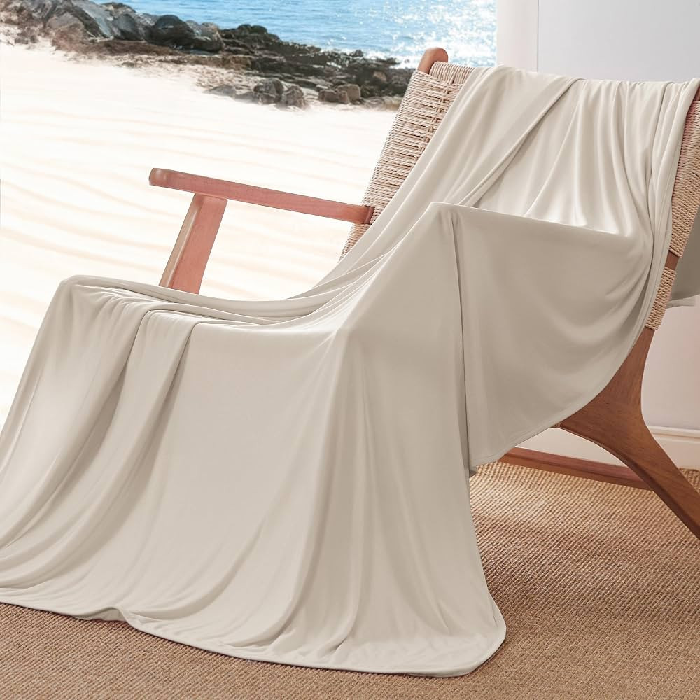 Bedsure Beige Cooling Blanket for Hot Sleepers - Summer Cold Linen Beige Throw Blanket for Couch,... | Amazon (US)