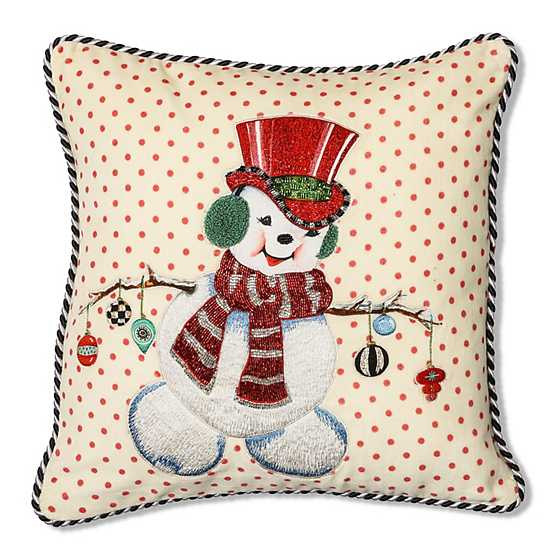 Kitschy Snowman Throw Pillow | MacKenzie-Childs