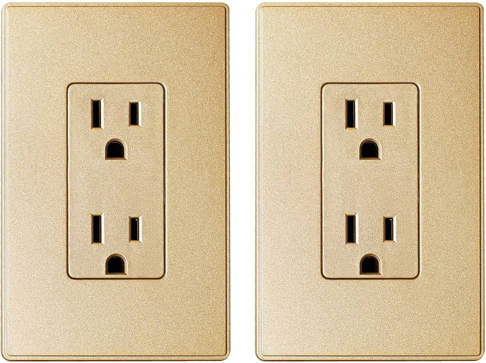 ELEGRP Matte Standard Decorator Electrical Wall Receptacle Outlet, 15A 125V, 2 Pole 3 Wire, Non T... | Amazon (US)