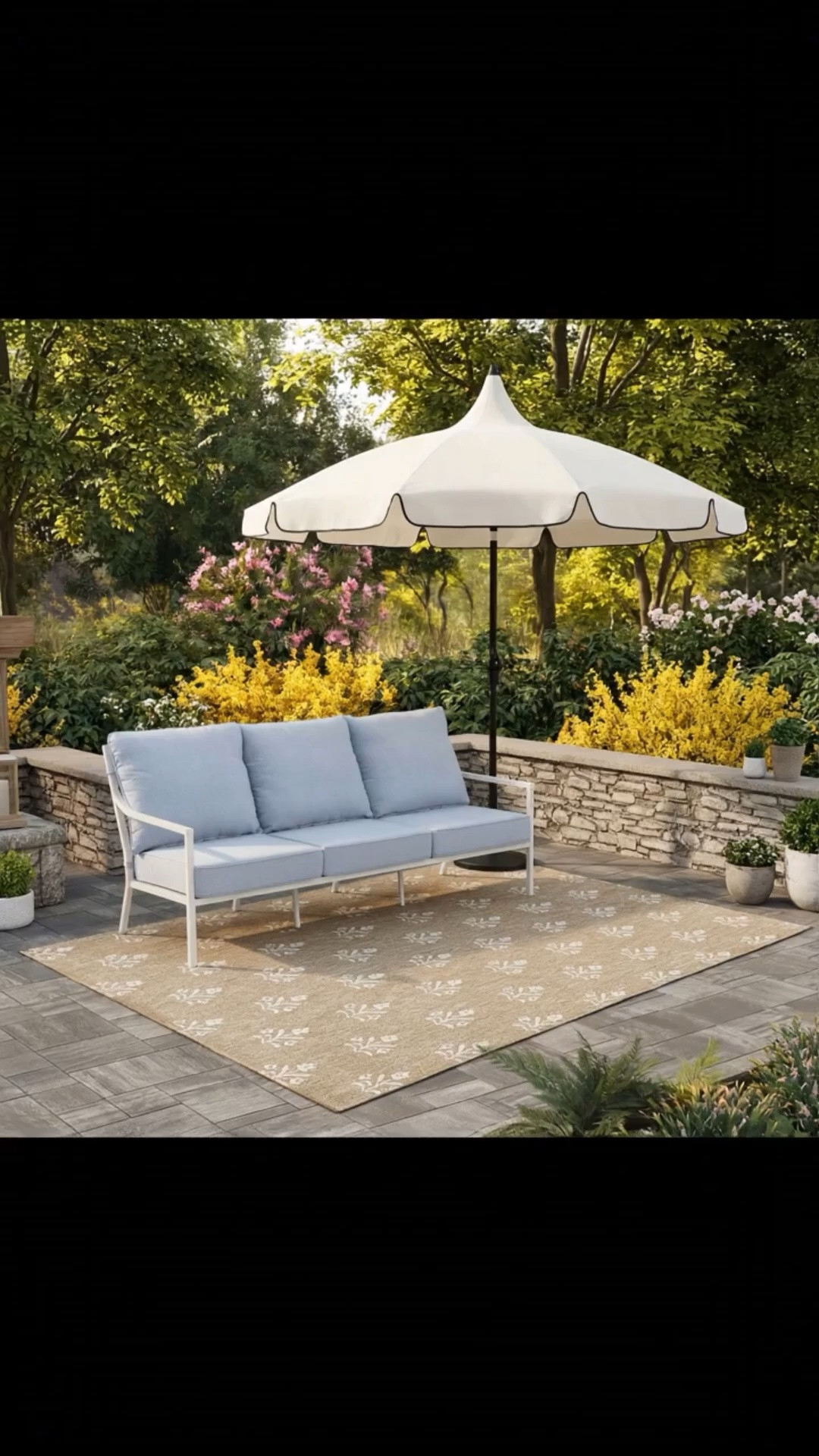 ⚪️💙Sell Our Risk from My Texas House 
• Steel Outdoor Sofa, White/Blue
• Isla Outdoor Area Rug 
• 9ft Outdoor Round Market Patio Umbrella with Off-White Canopy and Black Trim

#mytexashouseoutdoor #patiofinds #outdoorcurniture

#LTKPetite