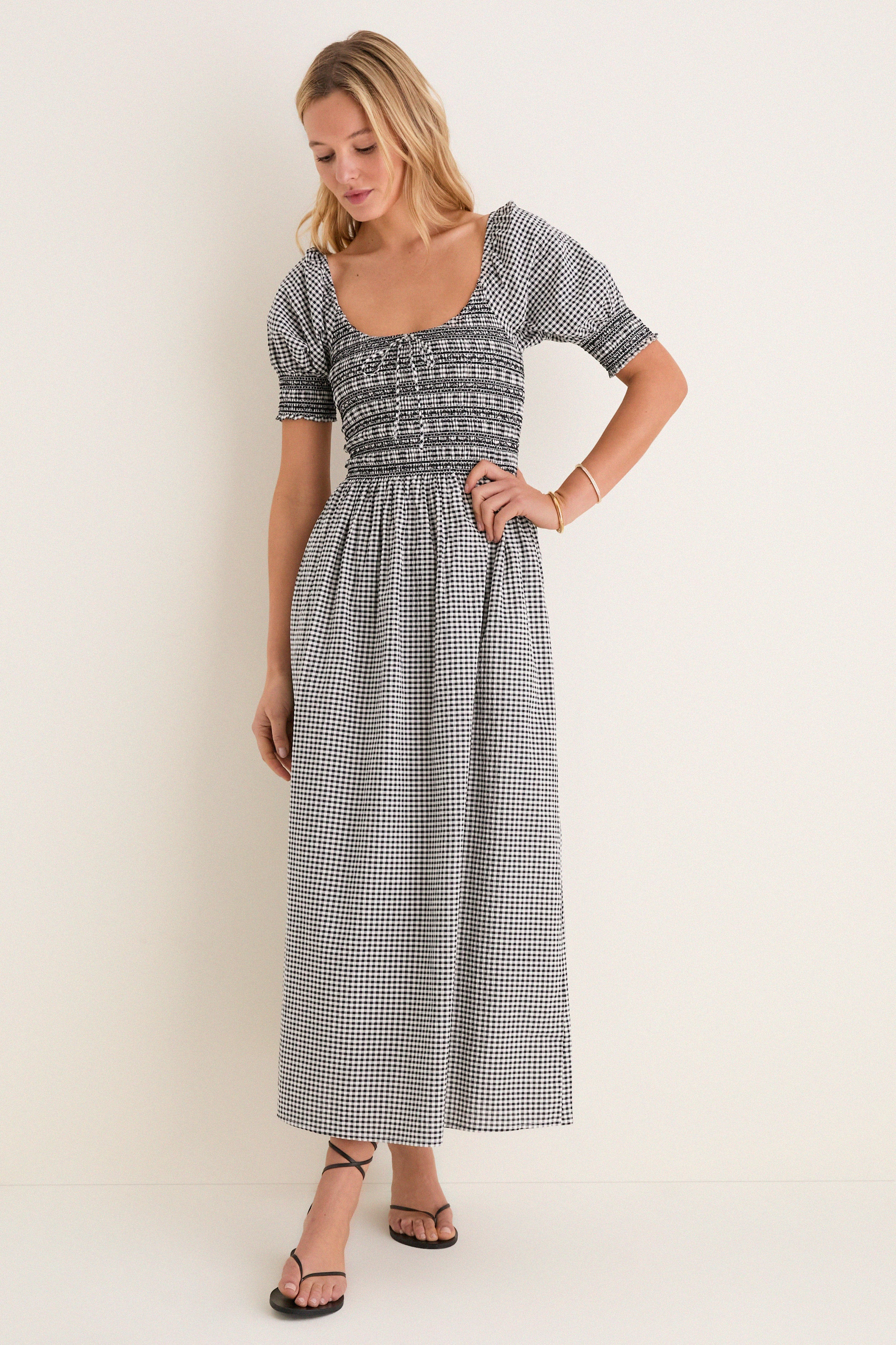 Black and Sand Gingham Madeline Nap Dress | Tuckernuck (US)