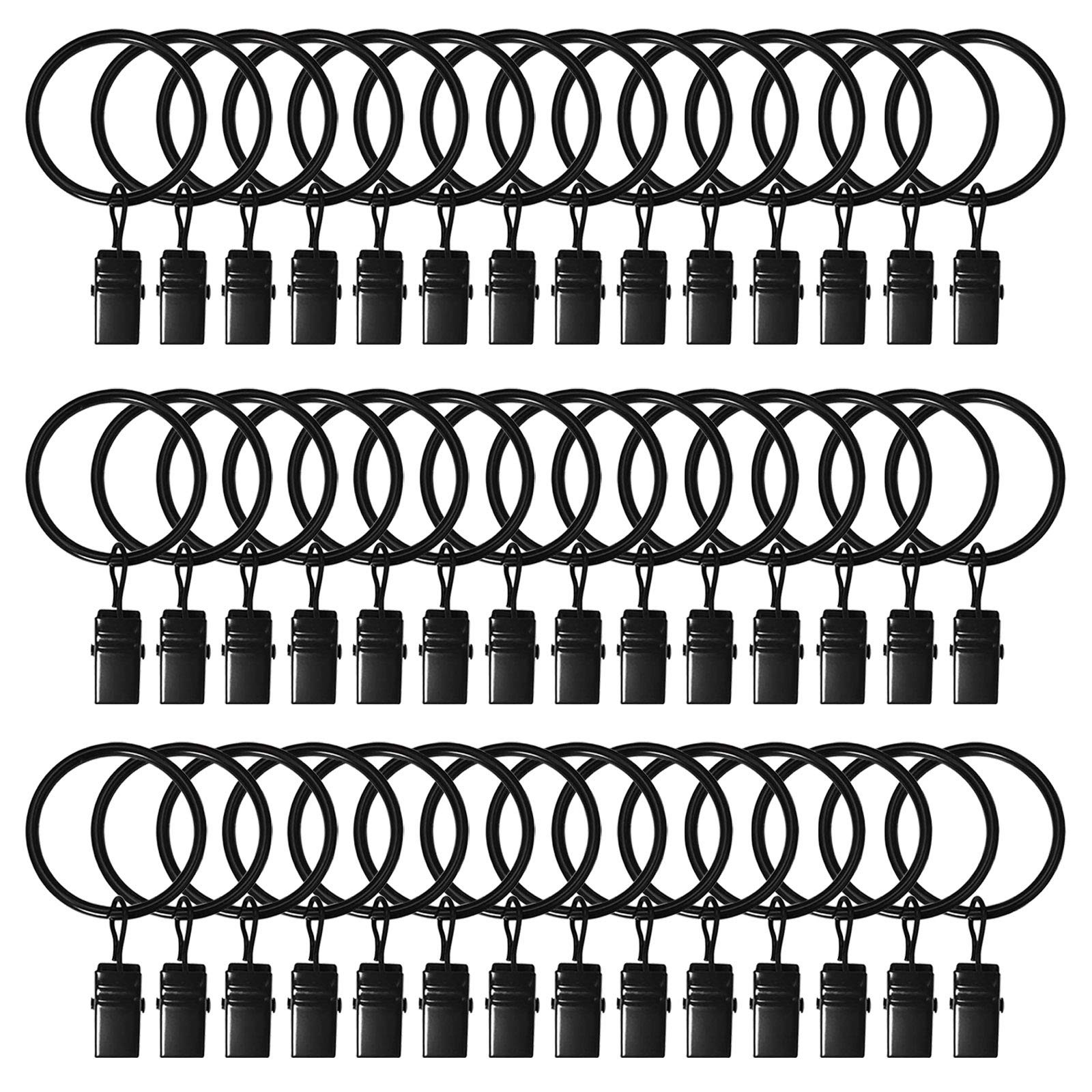 42 Pack Curtain Rings with Clips 1.26" Interior Diameter,Metal Drapery Ring with Clips Compatible... | Amazon (US)