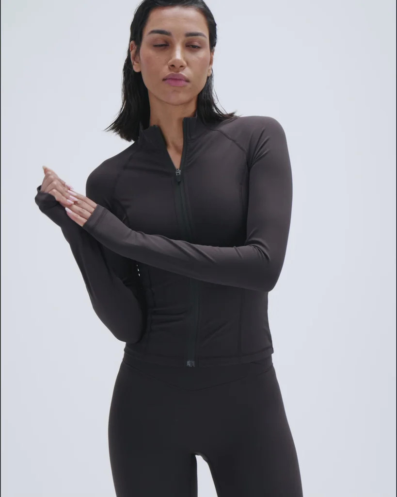 Ultimate Long Sleeve Zip Up Top - Coffee Bean | Adanola UK