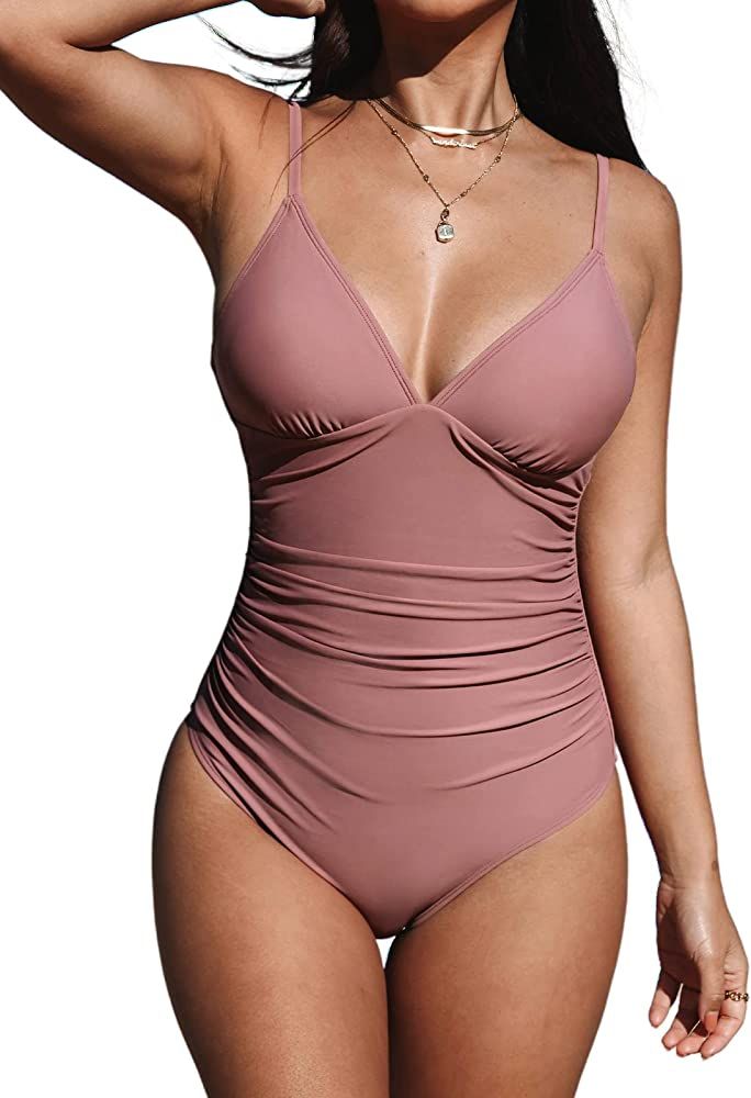 CUPSHE Women's One Piece Swimsuit Tummy Control V Neck Bathing Suits | Amazon (US)