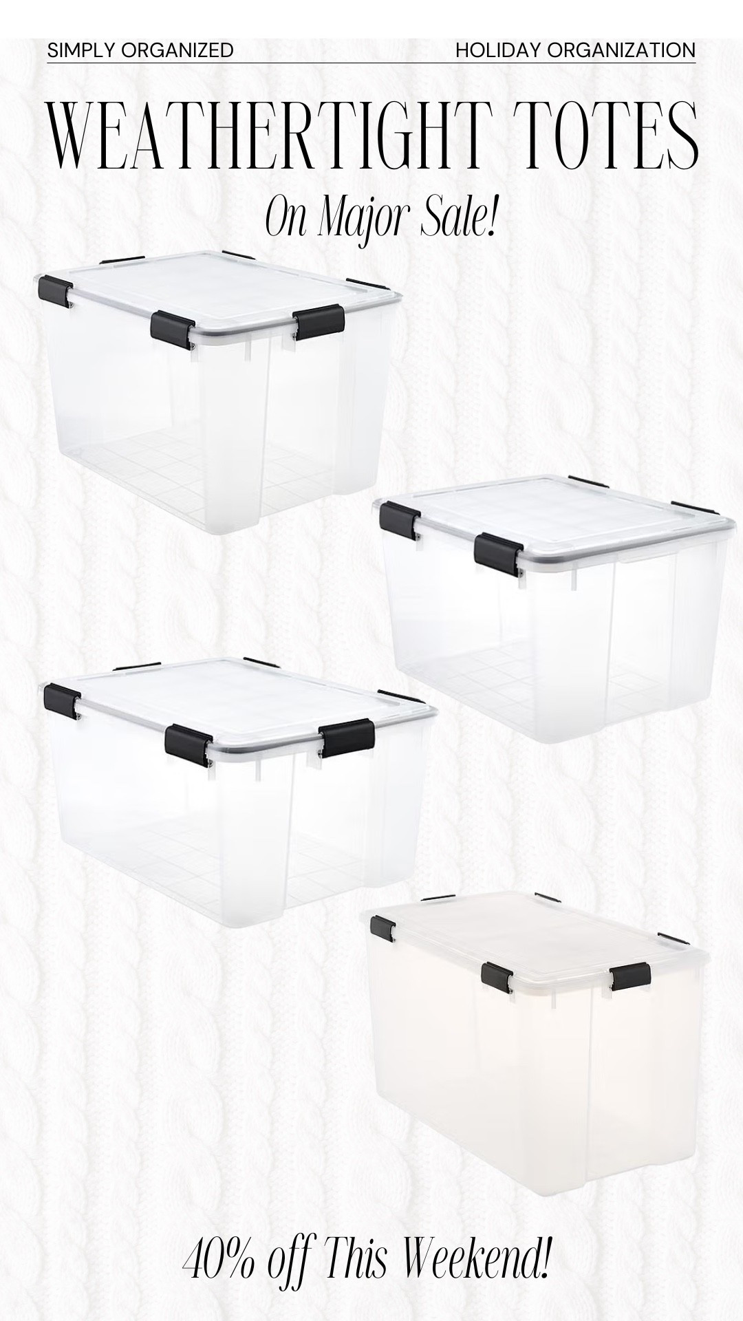 You may not be thinking about Christmas storage yet BUT I am! And these are my favorites … currently 40% off! 

#LTKSaleAlert #LTKSeasonal #LTKHoliday