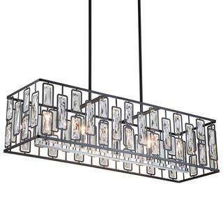 C Cattleya 5-Light Black Rectangular Island Chandelier with Faceted Crystals CA2009-CH | The Home Depot