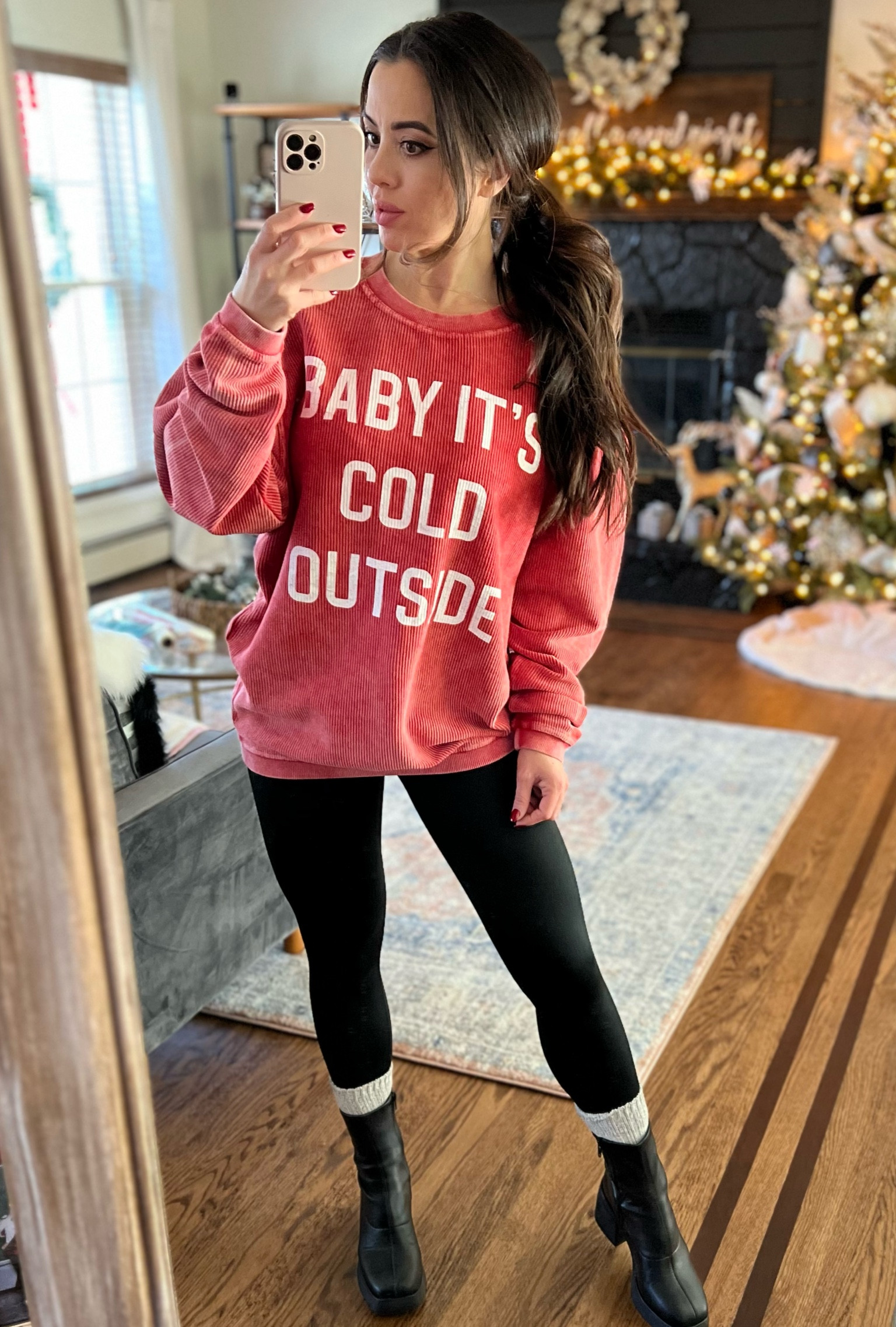 Christmas sweater. Holiday sweater. Leggings. Platform boots. Target shoes  

#LTKunder100 #LTKSeasonal #LTKHoliday