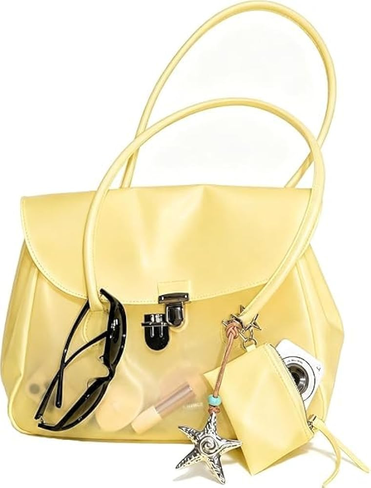 Jelly Tote Bag for Women Summer Trendy Handbag PVC Transparent Beach Bag Large Capacity, Suitable... | Amazon (US)