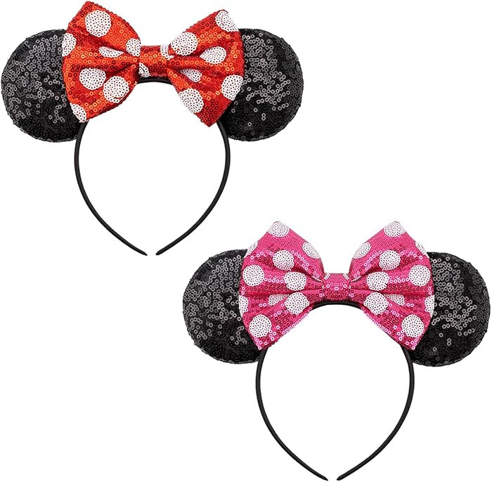 DRESHOW Mouse Ears Bow Headbands Glitter Party Decoration Cosplay Costume for Women | Amazon (US)