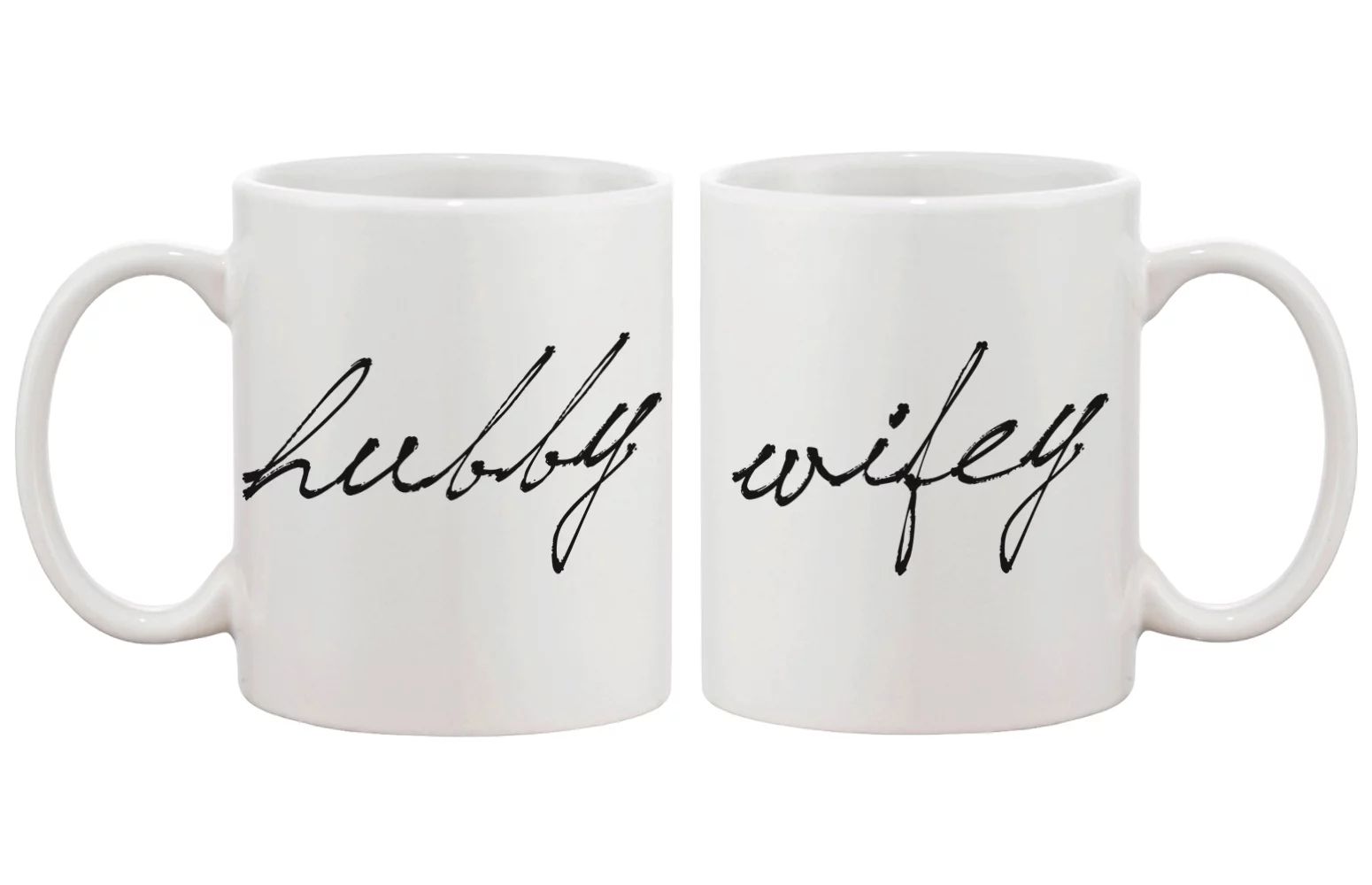 Hubby and Wifey Calligraphy Style Couple Matching Coffee Mugs for Couples | Walmart (US)
