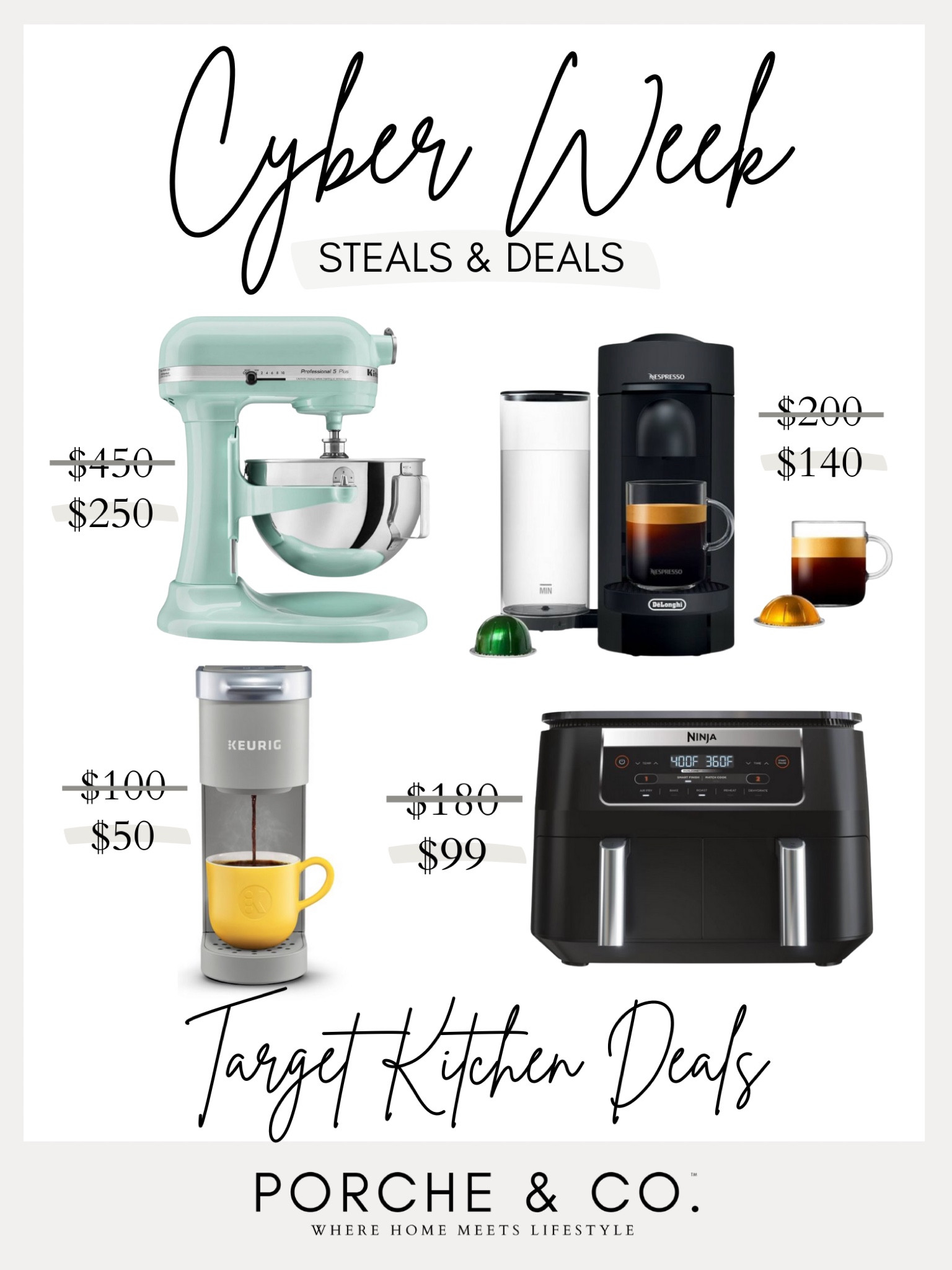 Target kitchen deals, kitchen aid mixer, ninja air fryer, nespresso machine, target deals, target cyber week deals, keurig coffee machine #targetdeals #cyberweek 

#LTKSeasonal #LTKHoliday #LTKsalealert