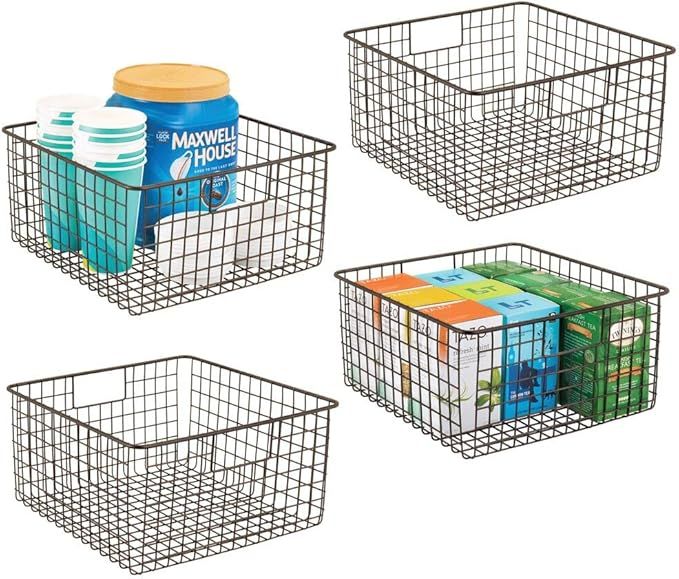 mDesign Farmhouse Decor Metal Wire Food Storage Organizer, Bin Basket with Handles for Kitchen Ca... | Amazon (US)