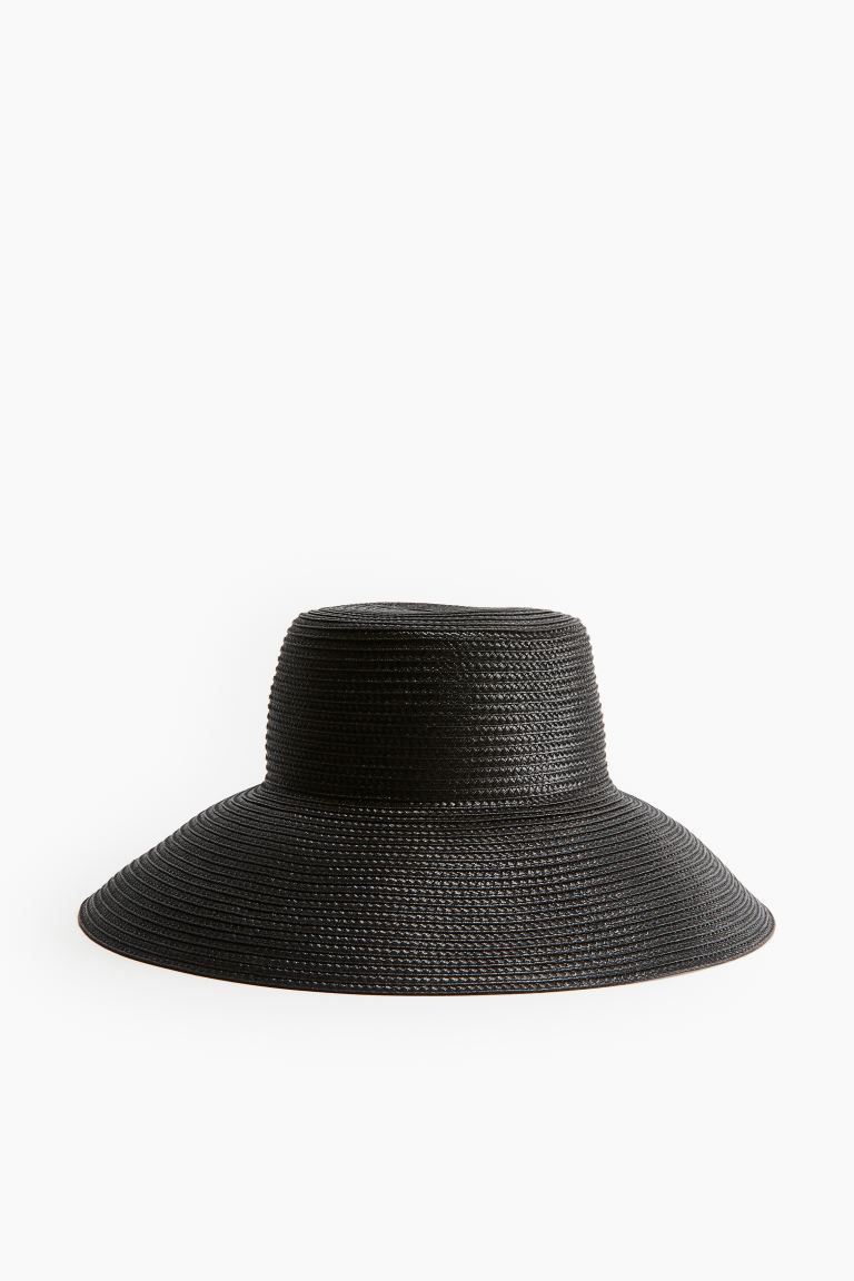 Sloped Brim Straw Hat - Black - Ladies | H&M US | H&M (US + CA)