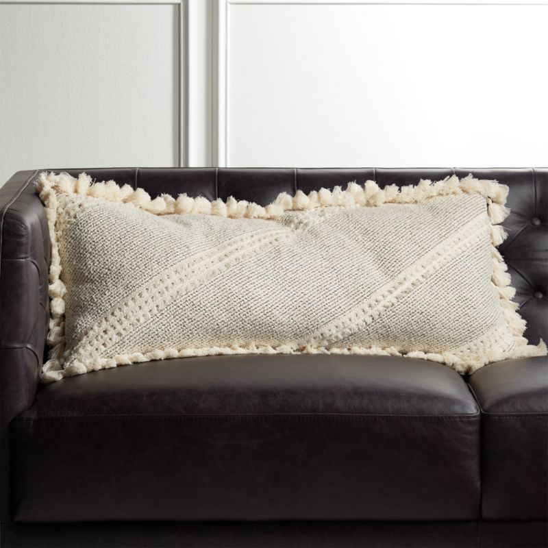 36"x16" Liana White Tassel Pillow | CB2 | CB2