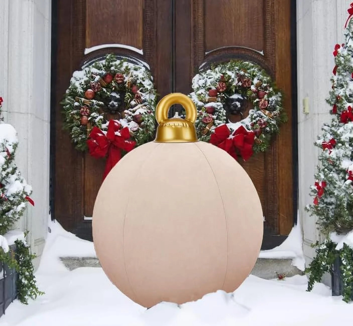 Giant Velvet Christmas Inflatable Ball Ornament 24" Giant Flocked Blow up Holiday Ball, Outdoor Y... | Walmart (US)