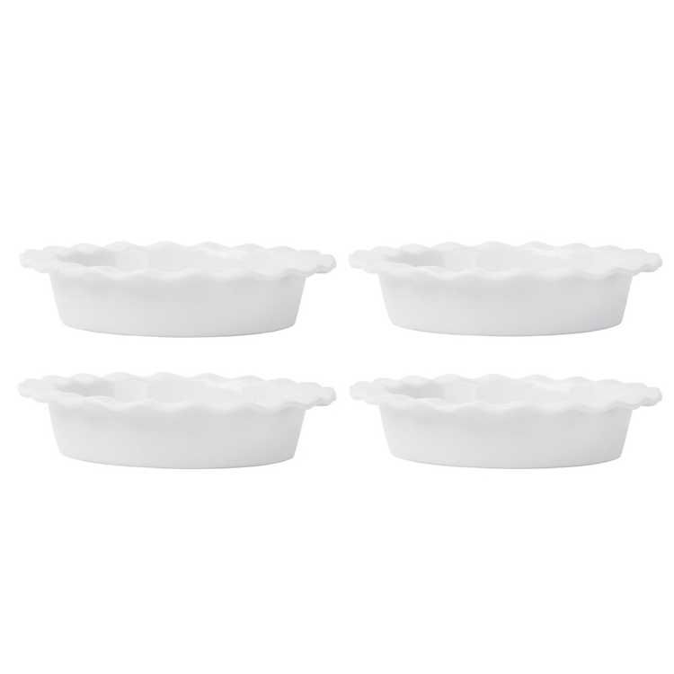 White Porcelain Ruffle Mini Pie Plates, Set of 4 | Kirkland's Home
