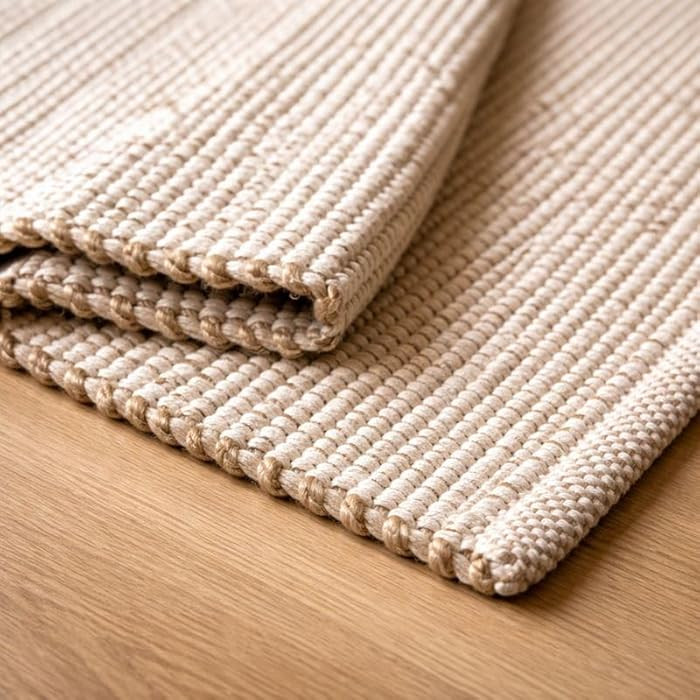 S & L Homes Jute Cotton Hand Woven Natural Farmhouse Area Rug for Living Room - Rustic Vintage Bo... | Amazon (US)
