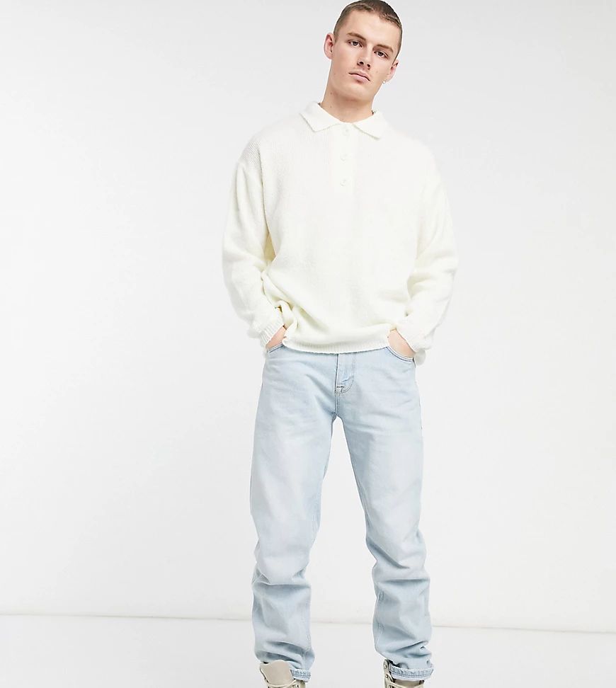 COLLUSION knit ribbed polo sweater in ecru-Yellow | ASOS (Global)