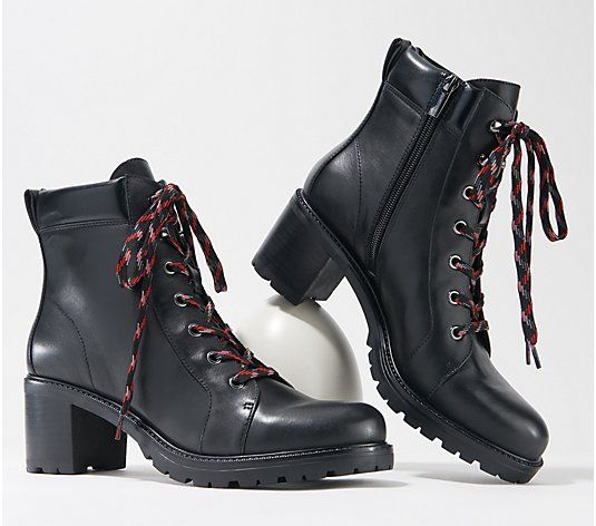 Vince Camuto Leather Lace-Up Ankle Boots - Gaviana | QVC