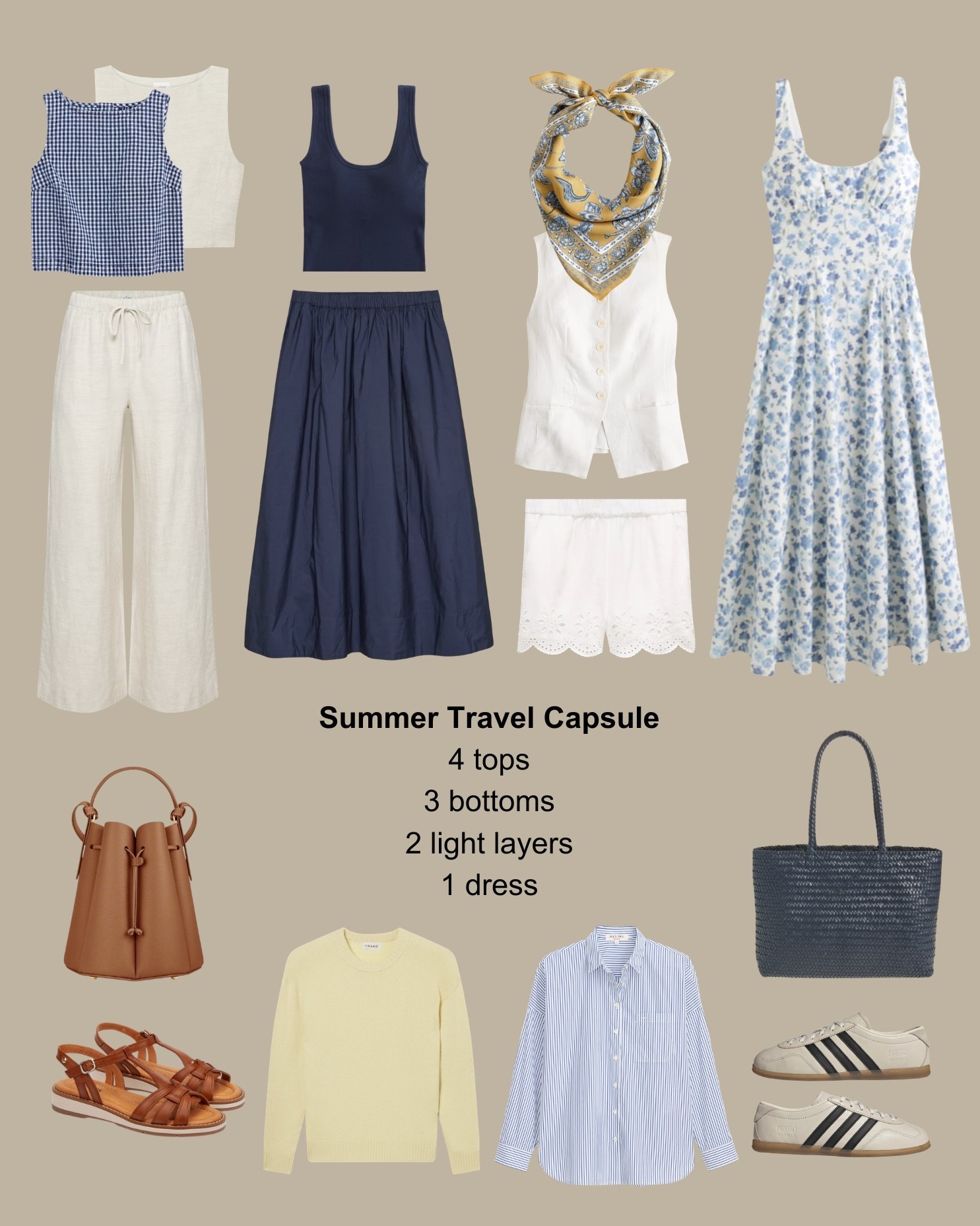 Summer travel capsule:
- Gap linen crop tops I take xxs regular. Also have one in Xs petite which is very cropped to wear with skirts
- Aritzia linen pants 2XS Short
- cotton skirt 2XS great quality, petite friendly maxi length, lined
- built in bra tank tops 
- jcrew linen vest 00 + shorts xxs
- Abercrombie built in bra dress XXS Petite
- Quince butter yellow sweater XS
- old navy oversized cotton shirt xs petite
- Pikolinos sandals 35 you guys recommends - truly so comfy cushioned and TTS
- Madewell woven tote bag great for travel / work / mom life
- Polene tan bag , linked a look for less 

summer capsule wardrobe , europe italy trip outfit ideas , petite summer vacation style

#LTKootd #LTKPetite #LTKTravel