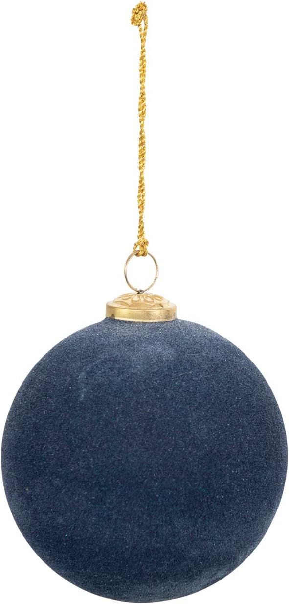 Creative Co-Op Flocked Glass Ball Ornament, Navy | Amazon (US)