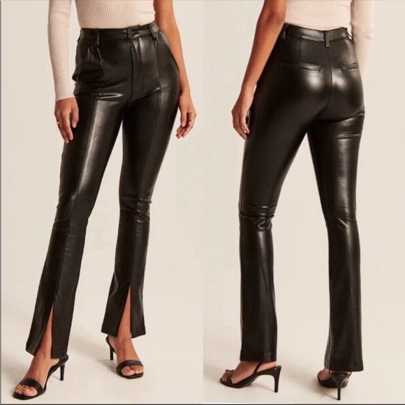 Abercrombie & Fitch Vegan Leather Split Hem Skinny Ultra High Rise Pants 35/20R | Poshmark