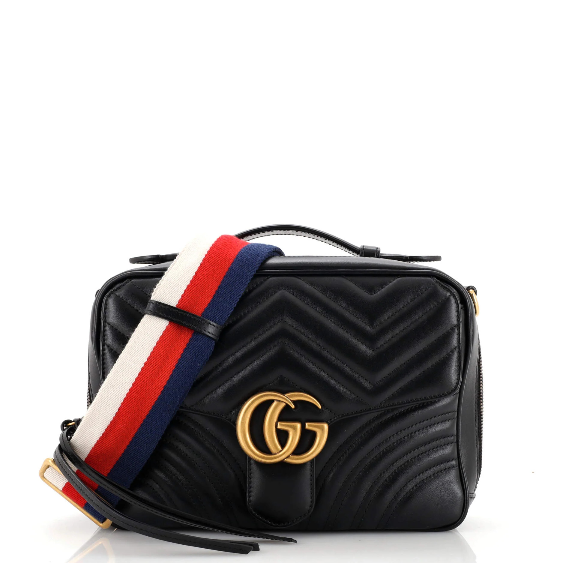 GUCCI GG Marmont Zip Around Camera Bag Matelasse Leather Small | Rebag