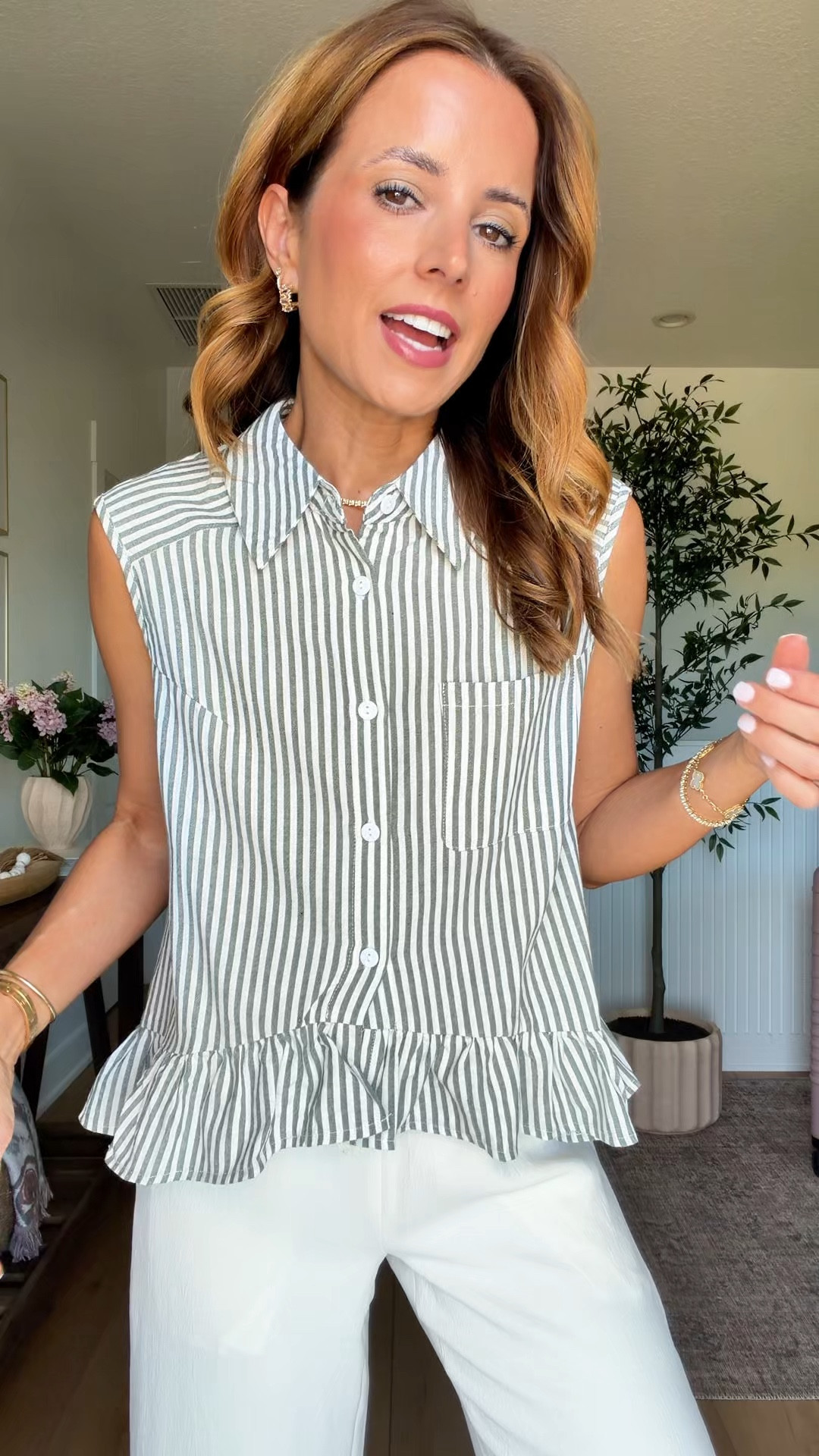 New summer tops from Amazon you can wear with a regular bra! Wearing XS with functional buttons. Wearing XS short in cream pants. Summer outfits. Summer style. Vacation outfits. Vacation style. Casual outfits. Elevated casual outfit outfits. Mom outfits.

#LTKootd #LTKPetite #LTKgrwm