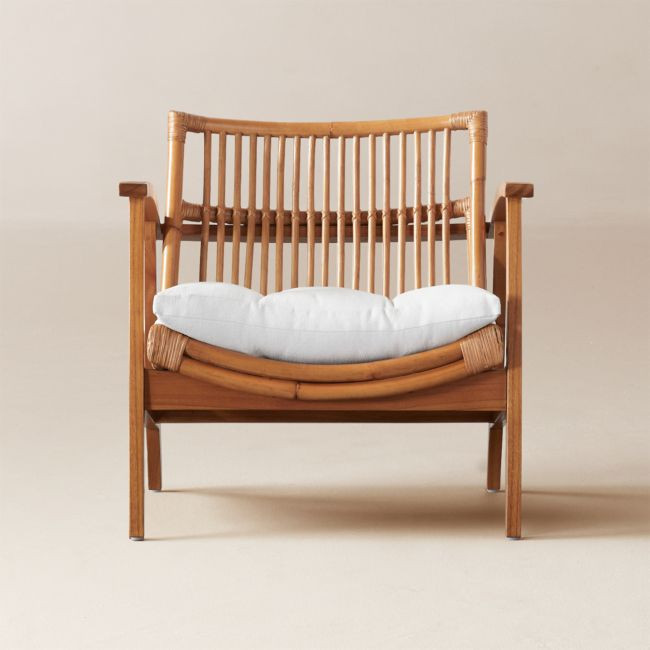 Noelie Rattan Lounge Chair with White Cushion | CB2