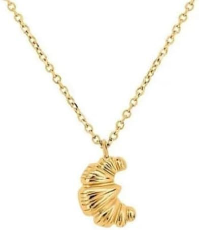 Croissant Necklace, Sheep Horn Bread Necklace Vintage Mini Pendant Classic Fashion Cute Gold Meta... | Amazon (US)
