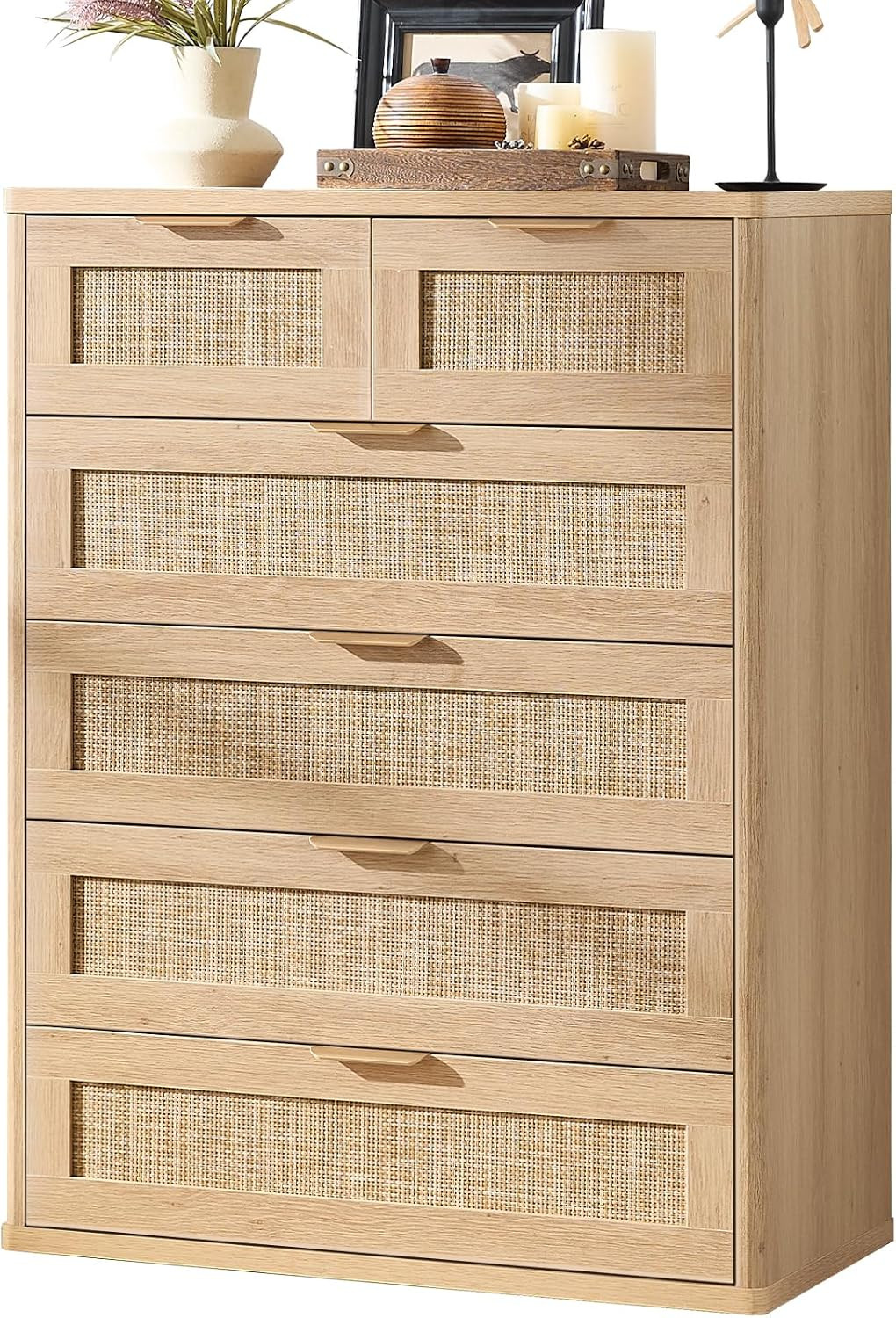 LEYAOYAO Rattan Dresser for Bedroom, 41" Tall Chest of Drawers | Amazon (US)