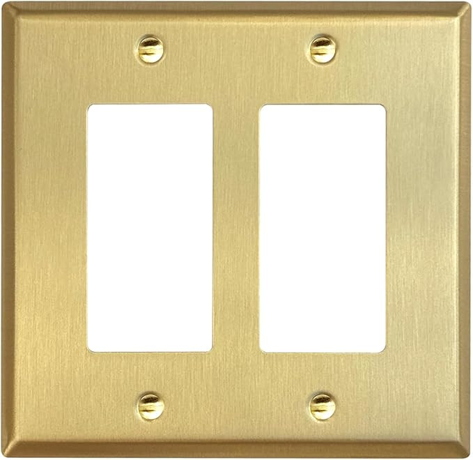 Rio Salto MIDSIZE BRASS Signature Collection Decorative Brushed Brass Gold Metal Outlet Covers, L... | Amazon (US)