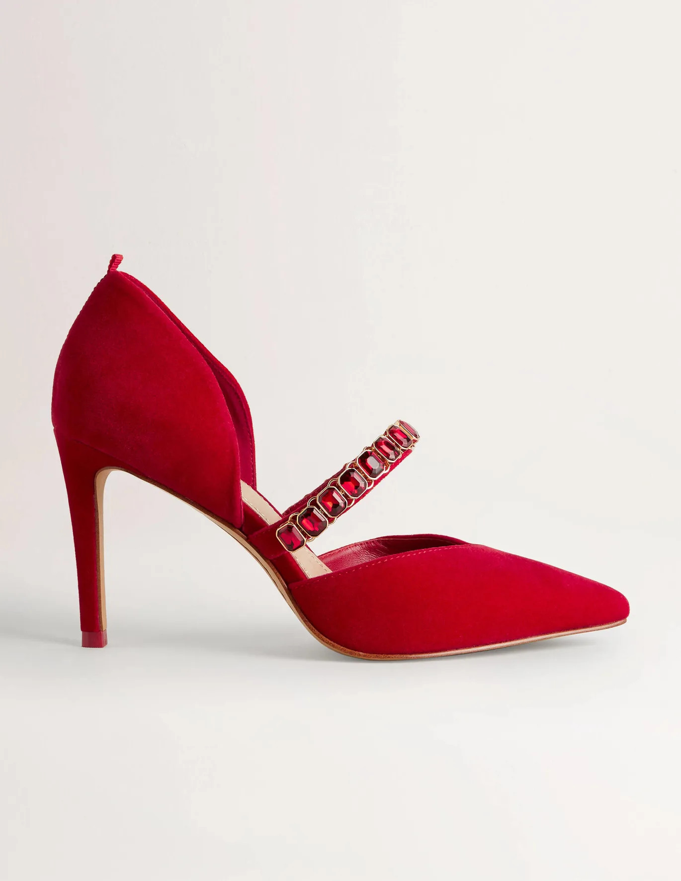 Red Crystal Strap Heeled Courts - Poinsettia | Boden (US)