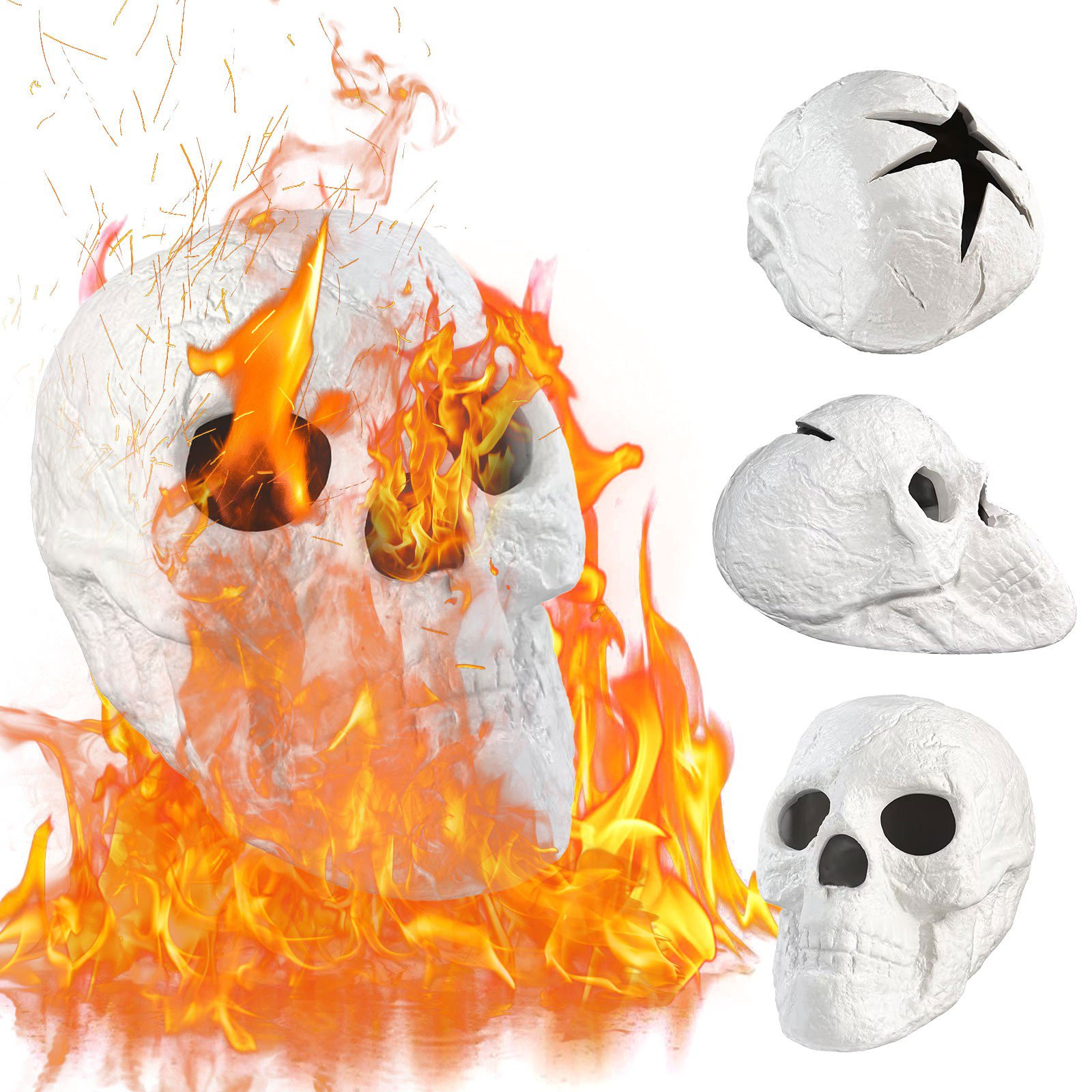 Halloween Fire Pit Skull Ceramic Props,Reusable Fireproof Skull Fire Pit, Imitated Human Skull Ga... | Walmart (US)