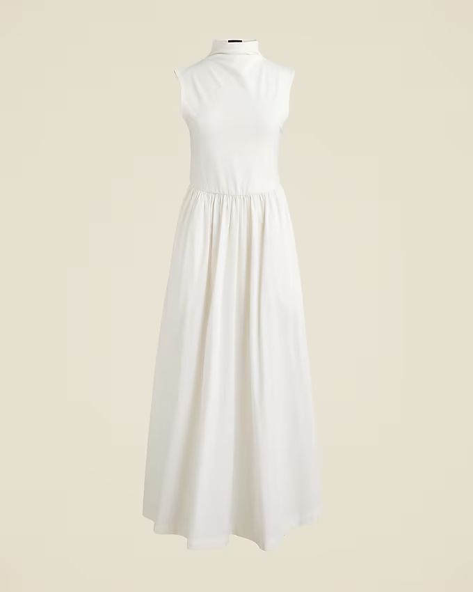 Fitted knit mockneck dress with poplin skirt | J.Crew US