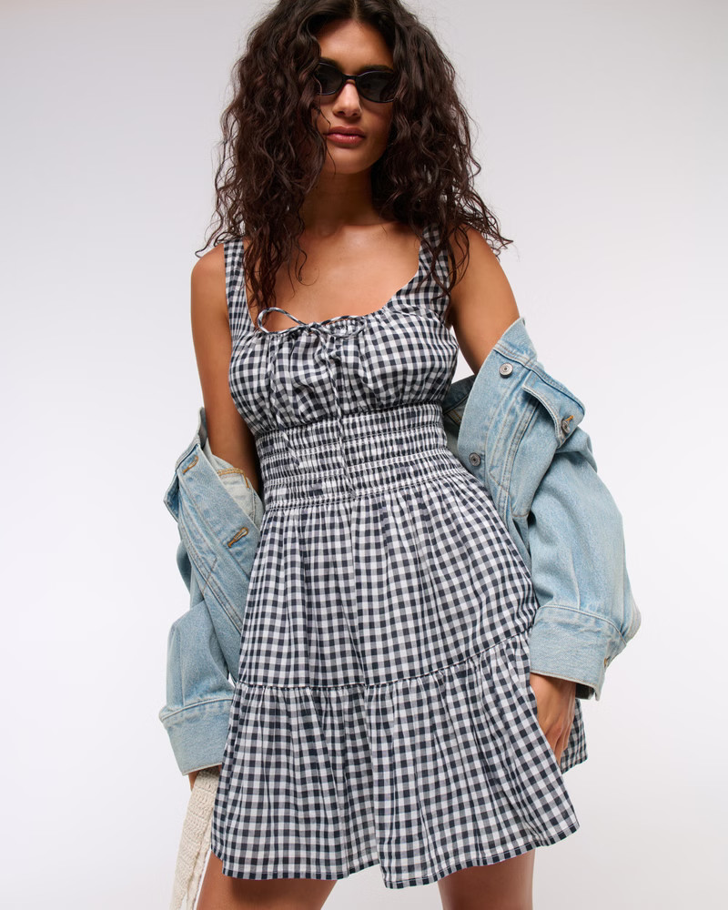 Women's Smocked Tie-Front Mini Dress | Women's Dresses & Jumpsuits | Abercrombie.com | Abercrombie & Fitch (US)