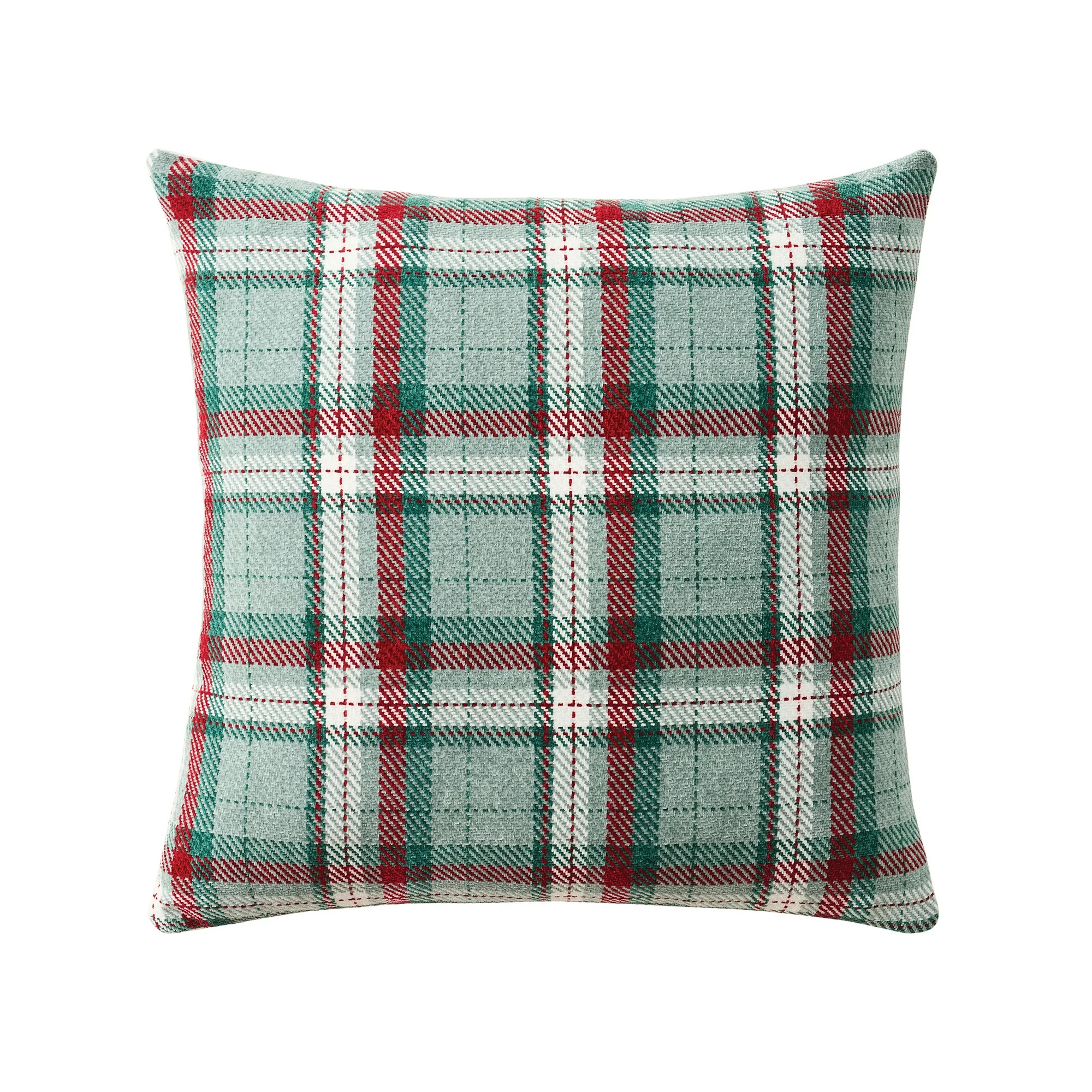 Holiday Time 18" x 18" Green Holiday Plaid Decorative Pillow | Walmart (US)