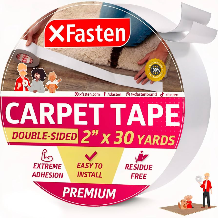 XFasten Double Sided Carpet Tape for Area Rugs, 2 Inch x 30 Yards – Heavy Duty Anti Slip Rug Gr... | Amazon (US)