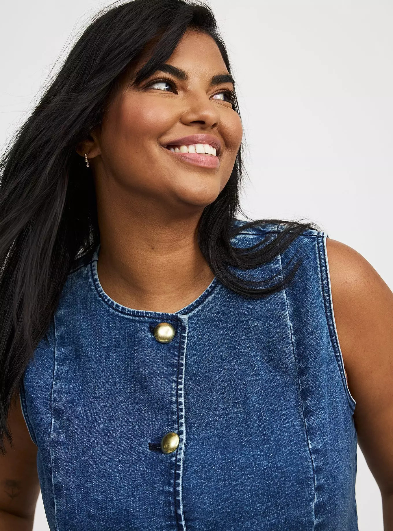Studio High Neck Denim Vest | Torrid (US & Canada)