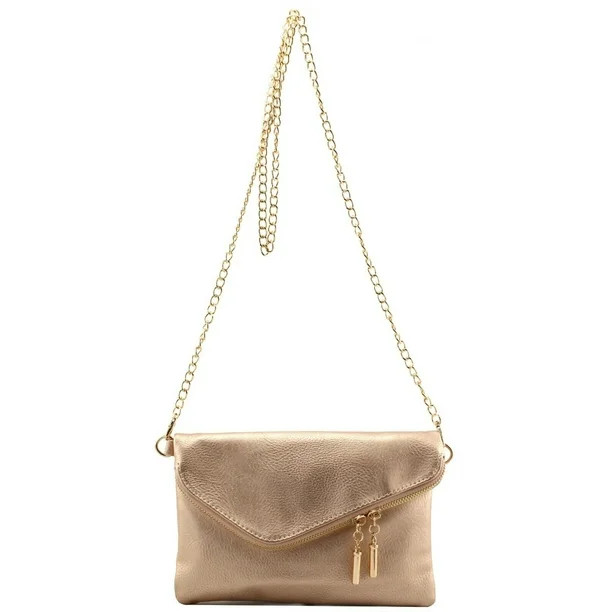 Faux Leather Envelope Shape Wristlet Crossbody Clutch Purse with Chain Strap | Walmart (US)