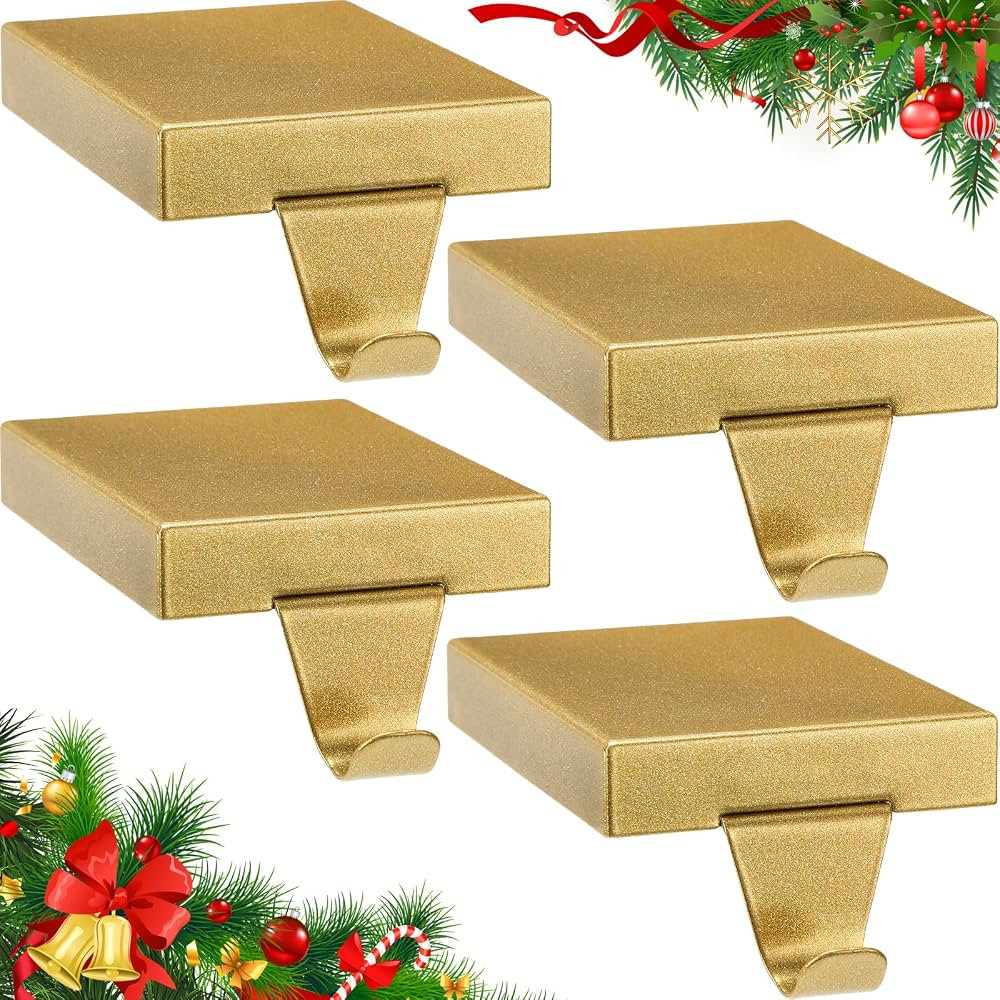 Zonon Christmas Stocking Holders Metal Stocking Hangers for Mantle Christmas Stocking Hanging Hoo... | Amazon (US)