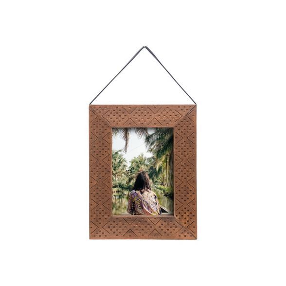 5 x 7 inch Etched Decorative Wood Picture Frame with Hanging Strap - Foreside Home & Garden | Target