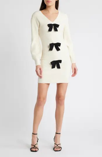ZOE AND CLAIRE Bow Long Sleeve Sweater Dress | Nordstromrack | Nordstrom Rack