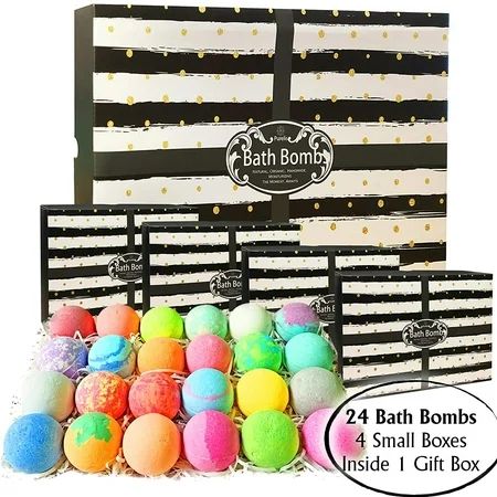 Bulk Bath Bombs Gift Set by Purelis. 24 Pc Large Bath Balls wrapped in 4 Gift Boxes. Relaxation, Moi | Walmart (US)