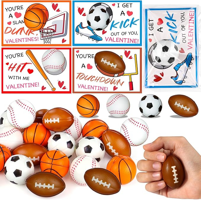 28 Pack Stress Ball Valentines Day Cards for Kids School, Valentines Day Gifts for Kids Classroom... | Amazon (US)