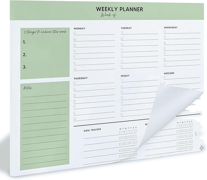 Weekly Planner Pad Tear Off - 52 Undated Weekly Planner, 8.5" x11", Weekly Daily To Do List Notep... | Amazon (US)