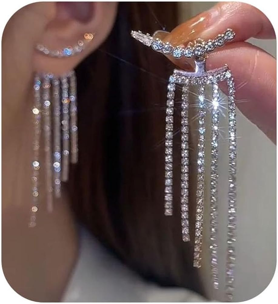 Trendy Gold Long Tassel Earrings Simple Chandelier Tassel Chain Dangle Drop Earrings Bridesmaid W... | Amazon (US)