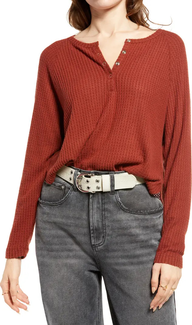 BP. Women's Oversize Snap Front Henley Top | Nordstromrack | Nordstrom Rack